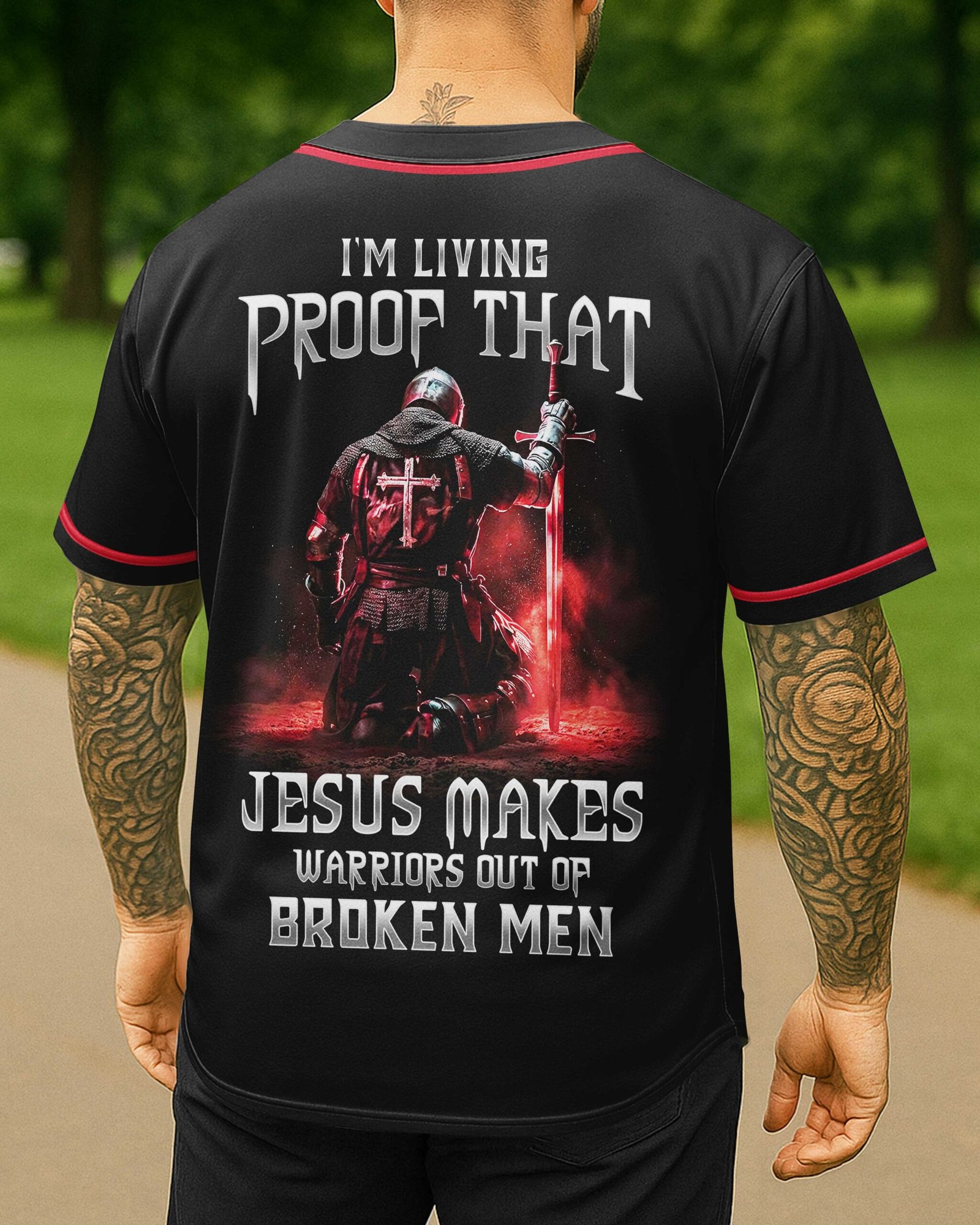 Jesus Makes Warriors Out Of Broken Men Jersey - Image 9