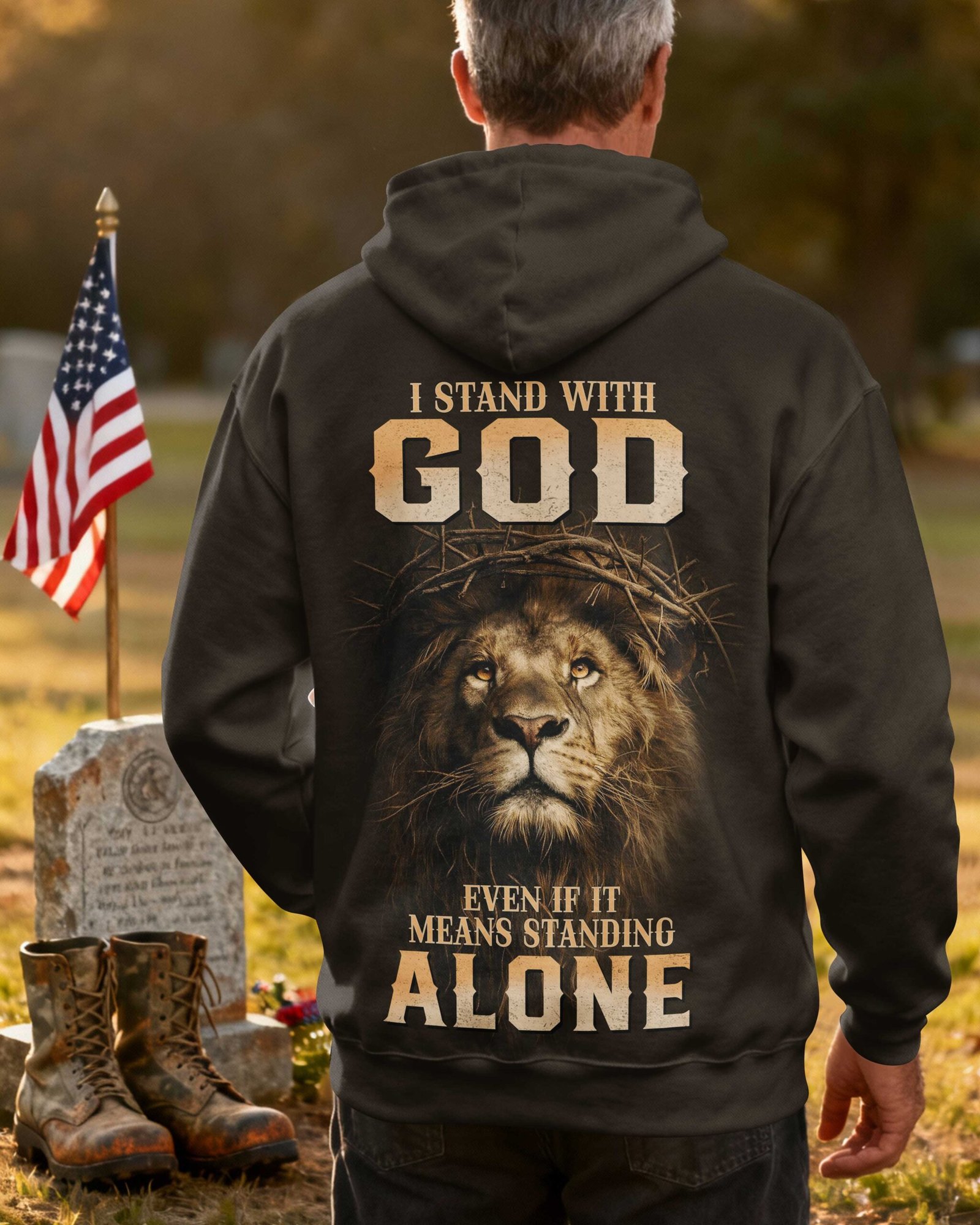 I Stand With God Even If It Means Standing Alone Hoodie - Image 6