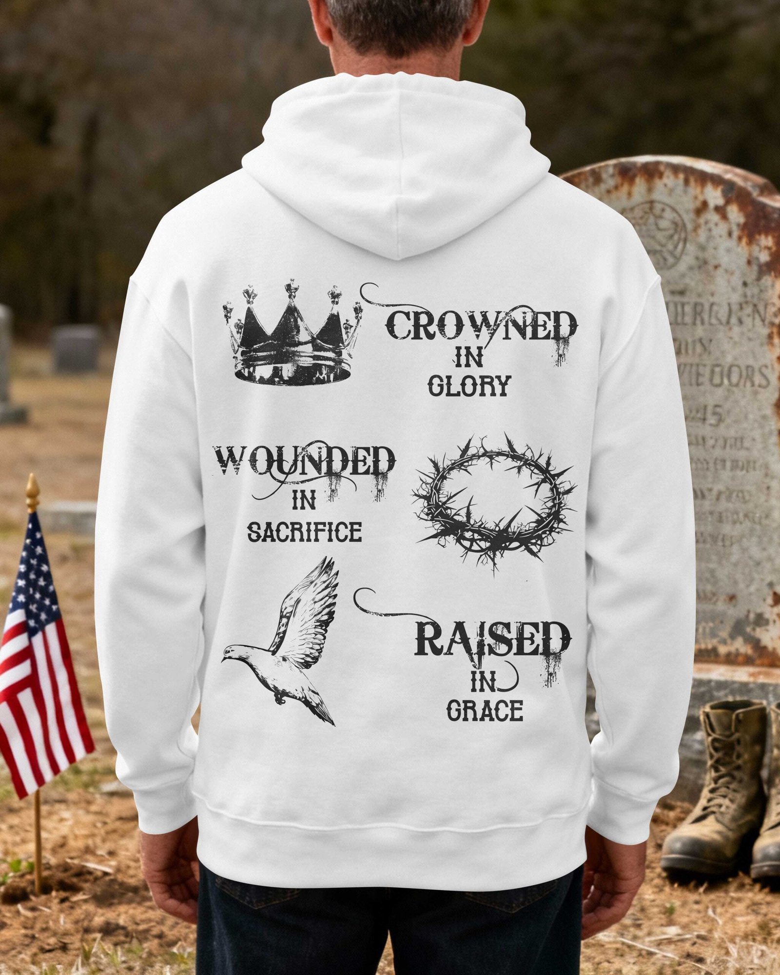 Crowned In Glory, Wounded In Sacrifice, Raised In Grace Hoodie - Image 6