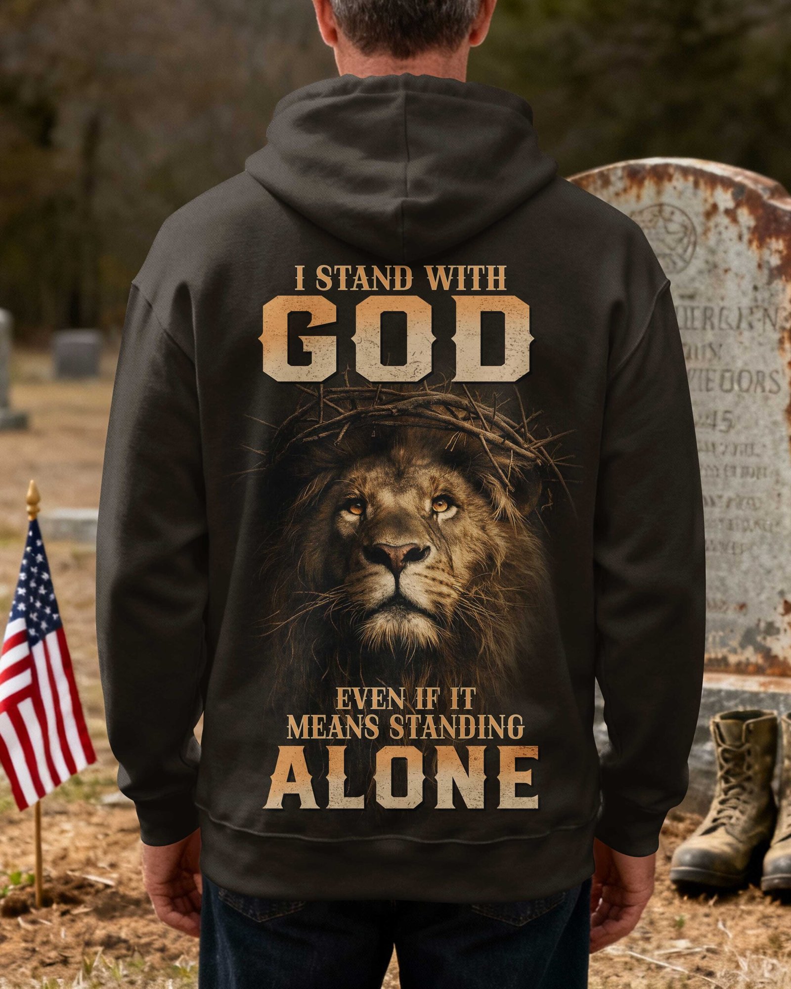 I Stand With God Even If It Means Standing Alone Hoodie - Image 4