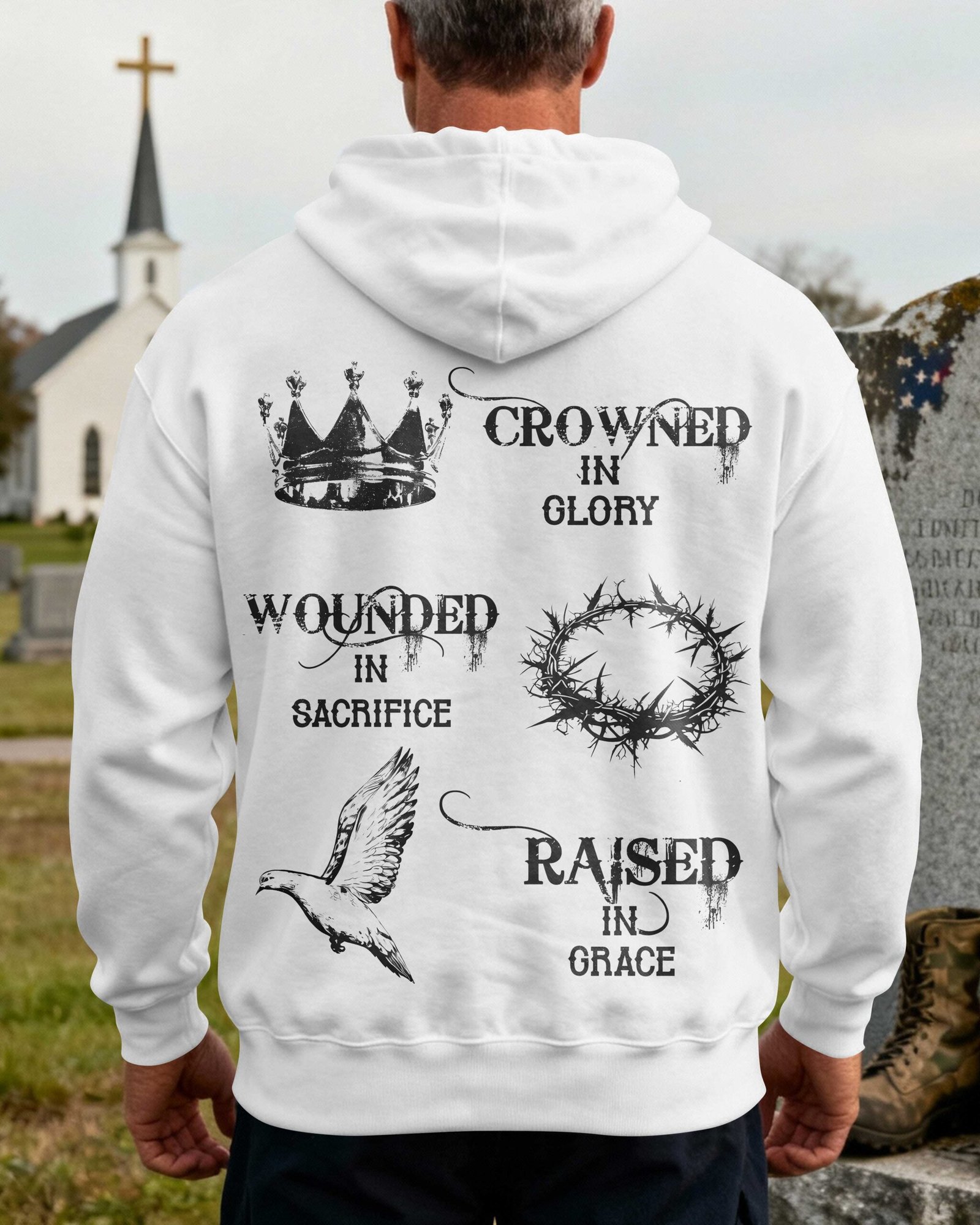 Crowned In Glory, Wounded In Sacrifice, Raised In Grace Hoodie - Image 5