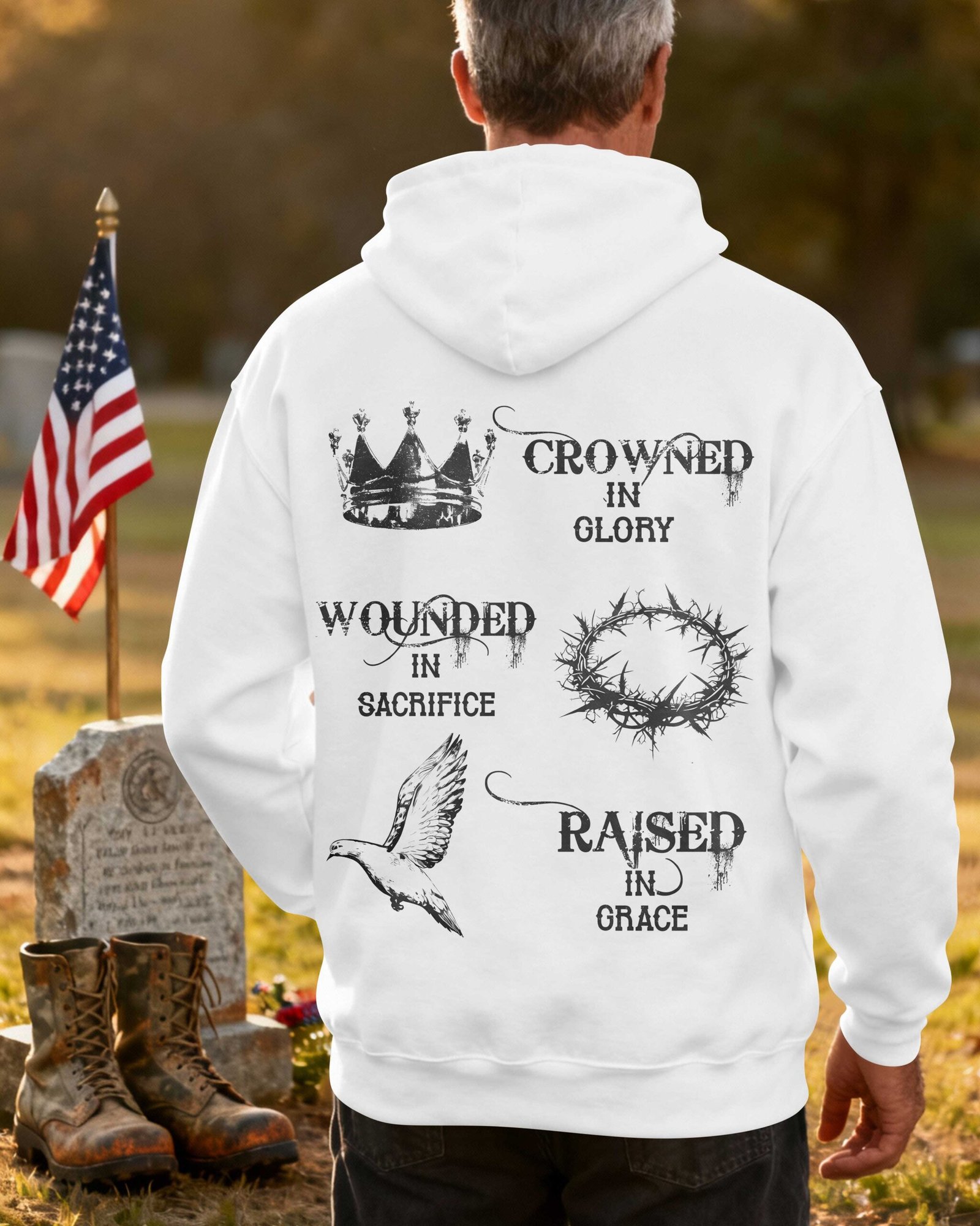 Crowned In Glory, Wounded In Sacrifice, Raised In Grace Hoodie - Image 8