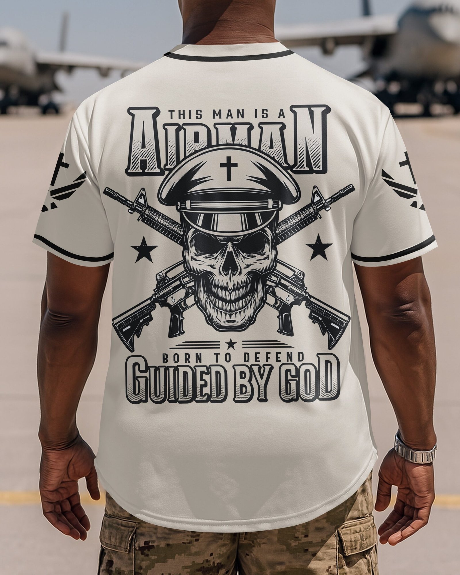 This Man Is A Airman Born To Defend Guided By God T-Shirt - Image 7