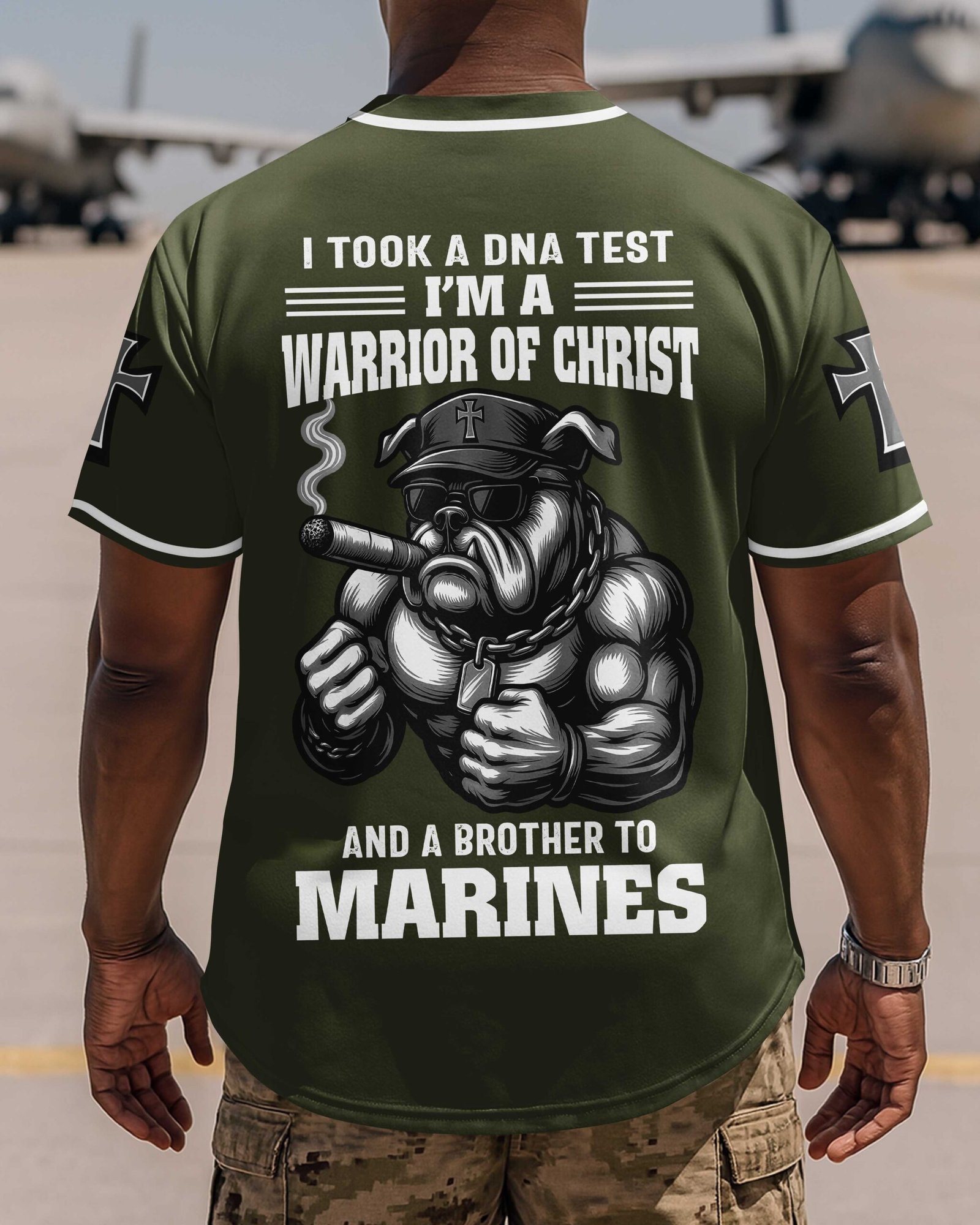 I Took A Dna Test I'm A Warrior Of Christ And A Brother To Marines Jersey - Image 9