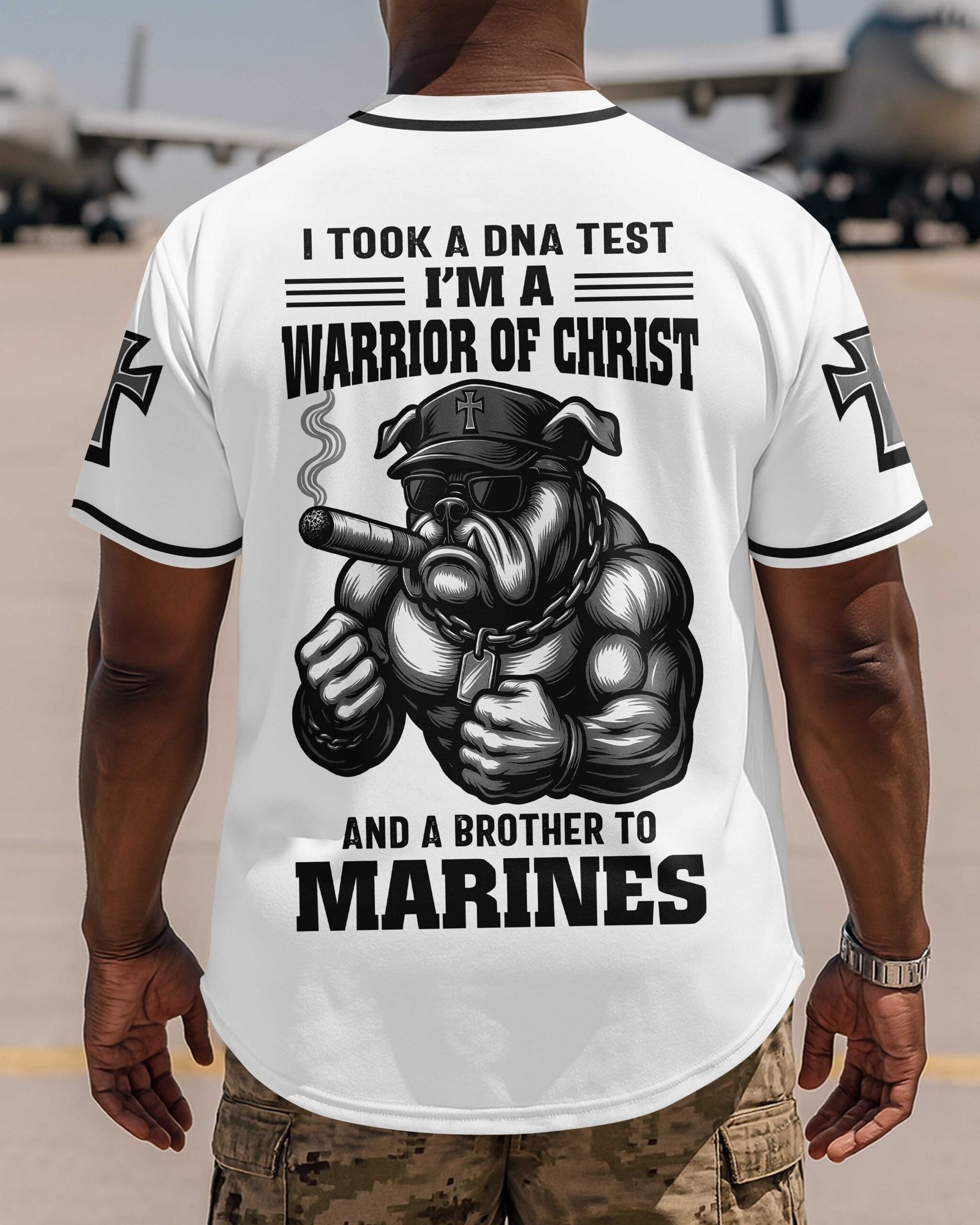 I Took A Dna Test I'm A Warrior Of Christ And A Brother To Marines Jersey - Image 4