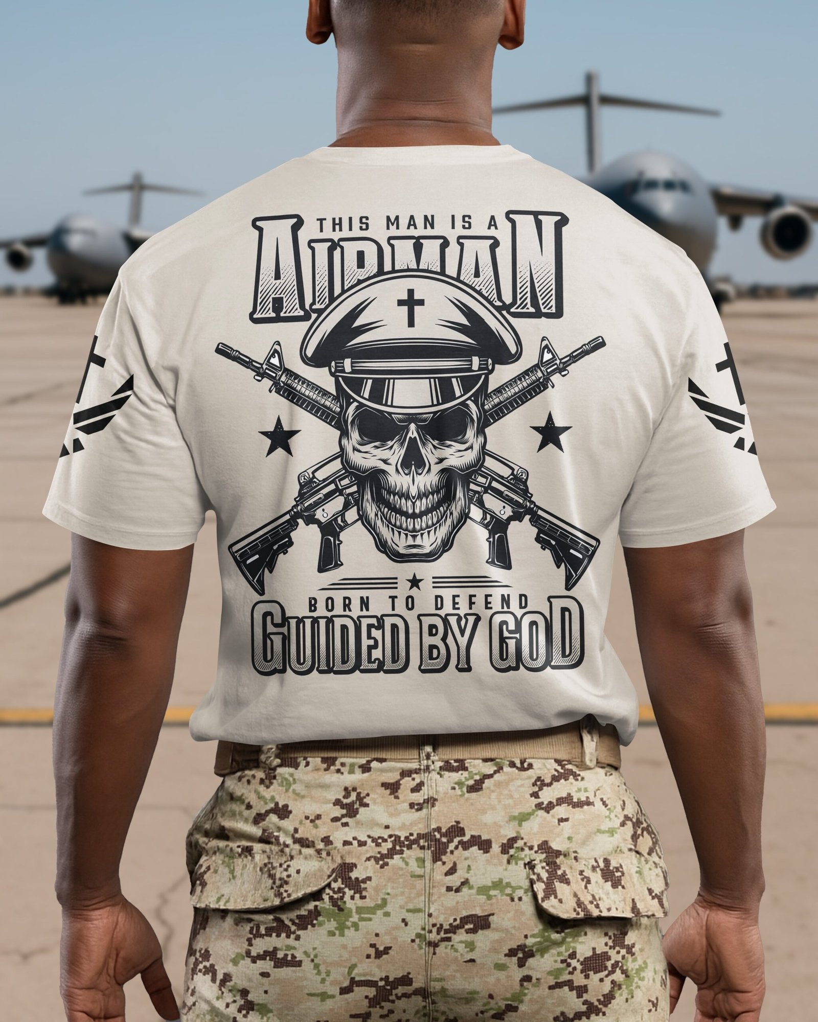 This Man Is A Airman Born To Defend Guided By God T-Shirt - Image 3