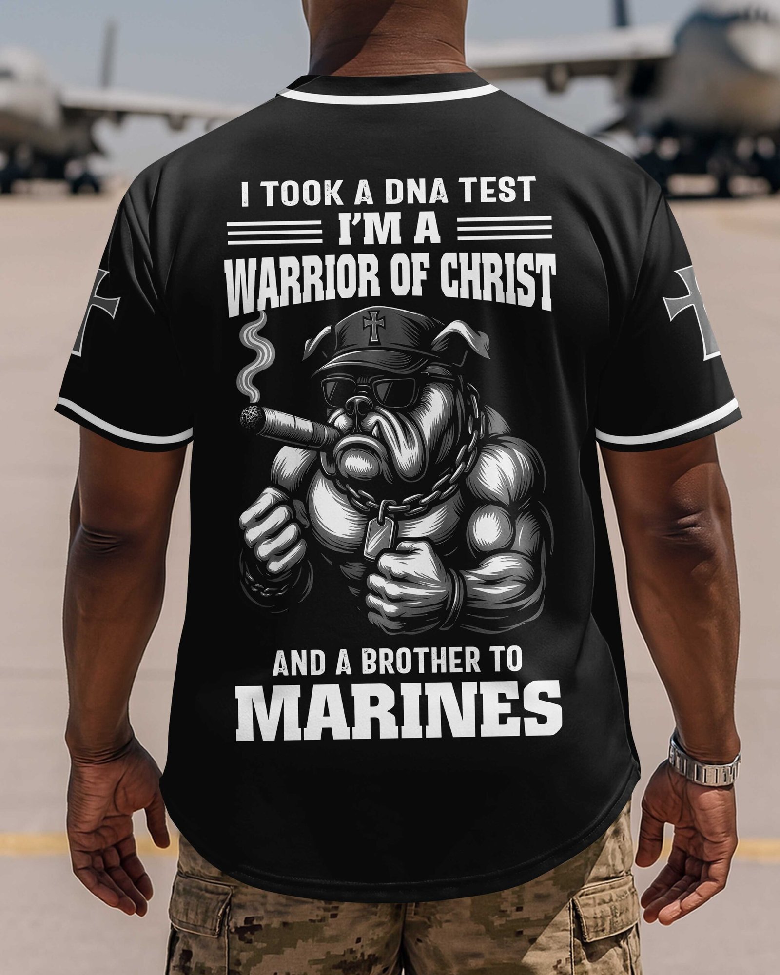 I Took A Dna Test I'm A Warrior Of Christ And A Brother To Marines Jersey - Image 6